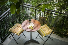 Blue apartment's balcony